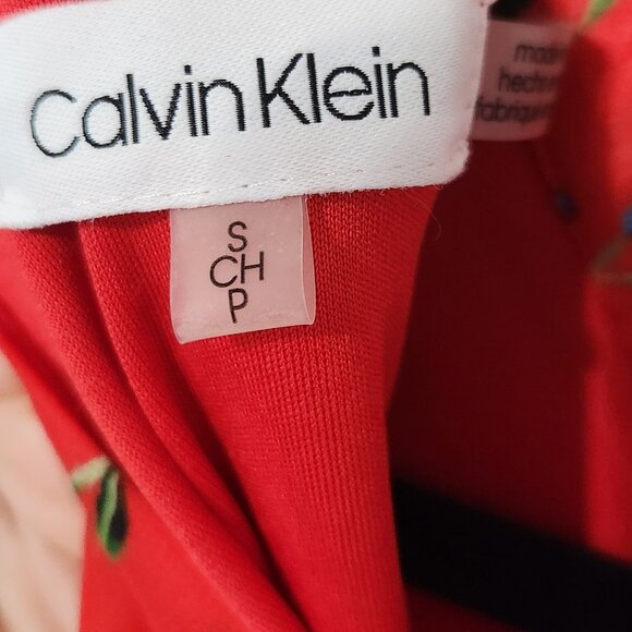 Calvin Klein Red Floral Dress Pleated Skirt - Picture 6 of 6